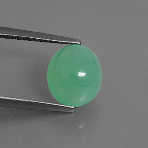 2.64 ct Green Chrysoprase Stone, Natural Chrysoprase in Oval Cabochon Shape for Sale