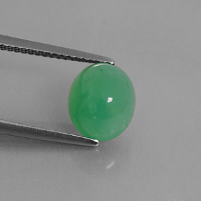 2.92 ct Green Chrysoprase Gemstone, Chrysoprase Gem in Oval Cabochon Shape for Sale.