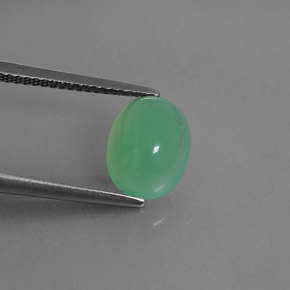 2.49 ct Green Chrysoprase Stone, Natural Chrysoprase in Oval Cabochon Shape for Sale