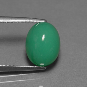 3.93 ct Green Chrysoprase Stone, Natural Chrysoprase in Oval Cabochon Shape for Sale