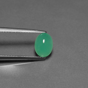 1.57 ct Green Chrysoprase Stone, Natural Chrysoprase in Oval Cabochon Shape for Sale