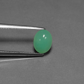 1.27 ct Green Chrysoprase Stone, Natural Chrysoprase in Oval Cabochon Shape for Sale