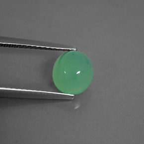 1.55 ct Green Chrysoprase Stone, Natural Chrysoprase in Oval Cabochon Shape for Sale