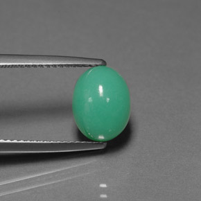 3.04 ct Green Chrysoprase Stone, Natural Chrysoprase in Oval Cabochon Shape for Sale