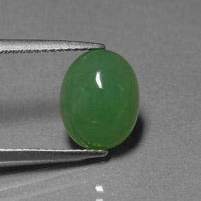 3.42 ct Green Chrysoprase Stone, Natural Chrysoprase in Oval Cabochon Shape for Sale