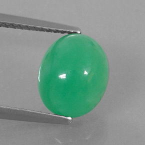 3.45 ct Green Chrysoprase Stone, Natural Chrysoprase in Oval Cabochon Shape for Sale