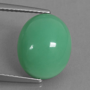 5.43 ct Green Chrysoprase Stone, Natural Chrysoprase in Oval Cabochon Shape for Sale