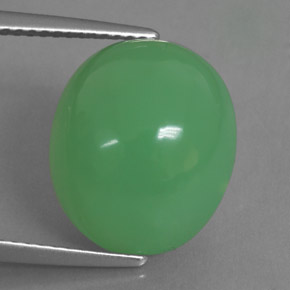 9.75 ct Green Chrysoprase Stone, Natural Chrysoprase in Oval Cabochon Shape for Sale