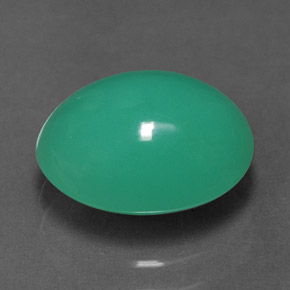 2.58 ct Green Chrysoprase Gemstone, Chrysoprase Gem in Oval Cabochon Shape for Sale.
