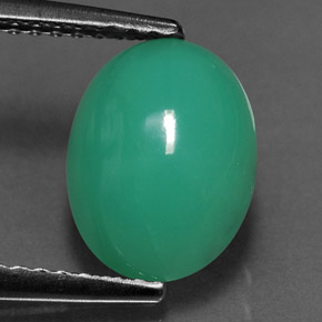 2.58 ct Green Chrysoprase Stone, Natural Chrysoprase in Oval Cabochon Shape for Sale
