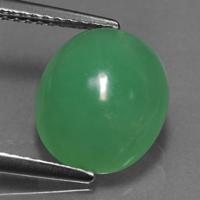 3.90 ct Green Chrysoprase Stone, Natural Chrysoprase in Oval Cabochon Shape for Sale