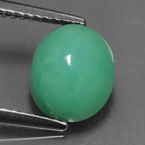 2.84 ct Green Chrysoprase Stone, Natural Chrysoprase in Oval Cabochon Shape for Sale