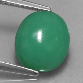 3.14 ct Green Chrysoprase Stone, Natural Chrysoprase in Oval Cabochon Shape for Sale
