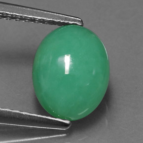 1.92 ct Green Chrysoprase Stone, Natural Chrysoprase in Oval Cabochon Shape for Sale