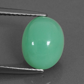 3.35 ct Green Chrysoprase Gemstone, Chrysoprase Gem in Oval Cabochon Shape for Sale.