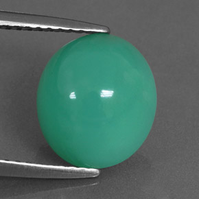 4.62 ct Green Chrysoprase Gemstone, Chrysoprase Gem in Oval Cabochon Shape for Sale.