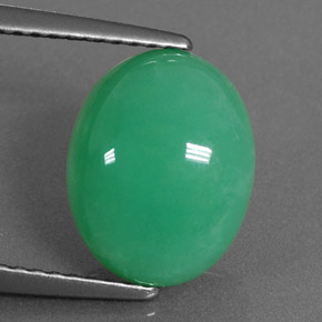 3.92 ct Green Chrysoprase Gemstone, Chrysoprase Gem in Oval Cabochon Shape for Sale.