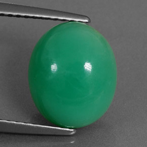 4.67 ct Green Chrysoprase Gemstone, Chrysoprase Gem in Oval Cabochon Shape for Sale.