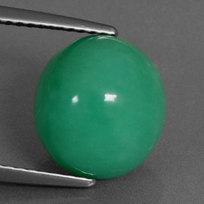 5.73 ct Green Chrysoprase Gemstone, Chrysoprase Gem in Oval Cabochon Shape for Sale.