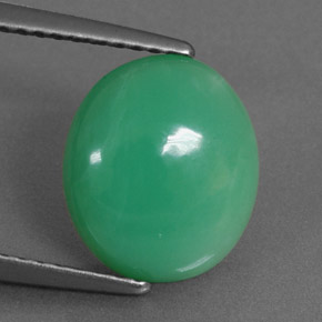 2.78 ct Green Chrysoprase Gemstone, Chrysoprase Gem in Oval Cabochon Shape for Sale.
