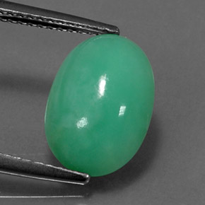 4.43 ct Green Chrysoprase Gemstone, Chrysoprase Gem in Oval Cabochon Shape for Sale.