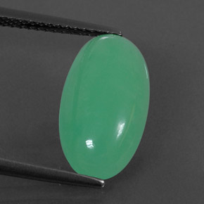 4.62 ct Green Chrysoprase Gemstone, Chrysoprase Gem in Oval Cabochon Shape for Sale.
