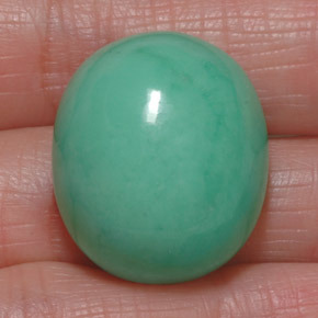 39.50 ct Green Chrysoprase Gemstone, Chrysoprase Gem in Oval Cabochon Shape for Sale.