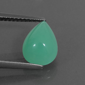 1.94 ct Green Chrysoprase Gemstone, Chrysoprase Gem in Pear Cabochon Shape for Sale.