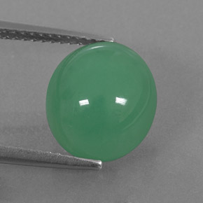 5.13 ct Green Chrysoprase Gemstone, Chrysoprase Gem in Oval Cabochon Shape for Sale.