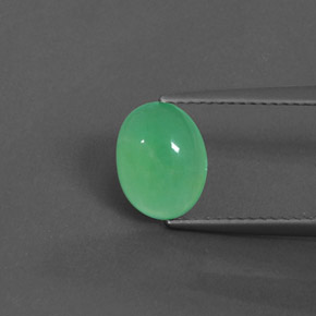 1.43 ct Green Chrysoprase Gemstone, Chrysoprase Gem in Oval Cabochon Shape for Sale.