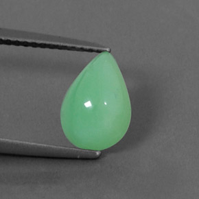 2.13 ct Green Chrysoprase Gemstone, Chrysoprase Gem in Pear Cabochon Shape for Sale.