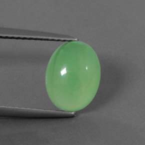 2.20 ct Green Chrysoprase Gemstone, Chrysoprase Gem in Oval Cabochon Shape for Sale.