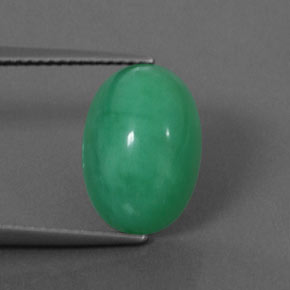 5.69 ct Green Chrysoprase Gemstone, Chrysoprase Gem in Oval Cabochon Shape for Sale.