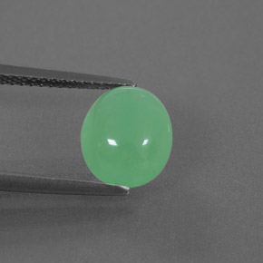 2.82 ct Green Chrysoprase Gemstone, Chrysoprase Gem in Oval Cabochon Shape for Sale.