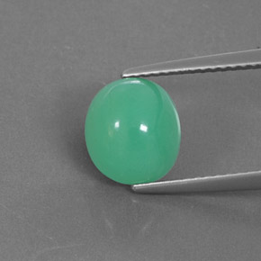 2.52 ct Green Chrysoprase Gemstone, Chrysoprase Gem in Oval Cabochon Shape for Sale.