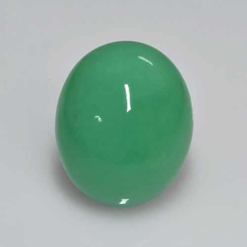 Verde medio Crisoprasa Gema - 21.9ct Cabujón Óvalo (ID: 505425)