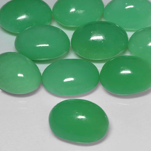 4.95 ct Green Chrysoprase Stone, Natural Chrysoprase in Oval Cabochon Shape for Sale