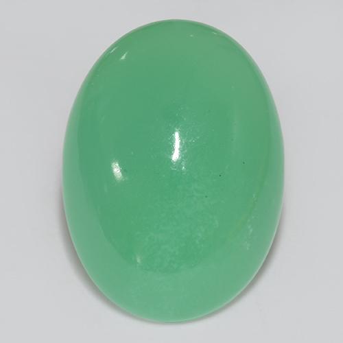 Deep Fern Green Chrysoprase Gem - 14.1ct Oval Cabochon (ID: 510652)