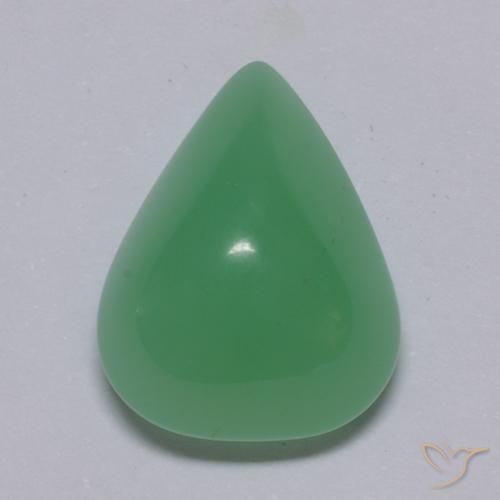 14,5 x 10,9mm Crisoprasio verde taglio pera dal Madagascar, peso di 6,86 ct, pietra preziosa naturale non trattati in purezza Translucent, 1 pezzo Crisoprasio Cabochon pera - Colore: Verde medio, durezza Mohs di 6,5 - 7 adatto per gioielli da indossare ogni giorno , Photo A