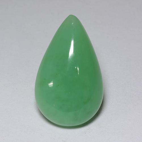 Deep Fern Green Chrysoprase Gem - 7ct Pear Cabochon (ID: 511749)