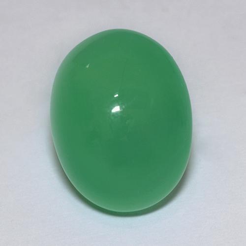 Verde giallastro Crisoprasio Gem - 9.7ct Ovale cabochon (ID: 511752)