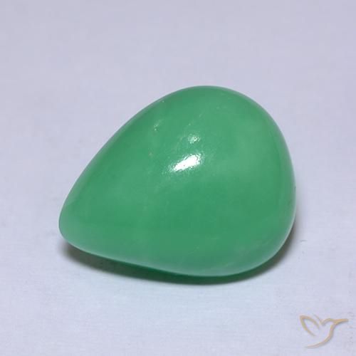 7.53 ct Green Chrysoprase Stone, Natural Chrysoprase in Pear Cabochon Shape for Sale