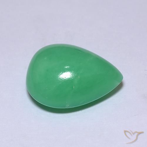 Chrysoprase Gemstone in 14.9 x 12 mm Size for Sale, Chrysoprase Stone in Medium Green Color