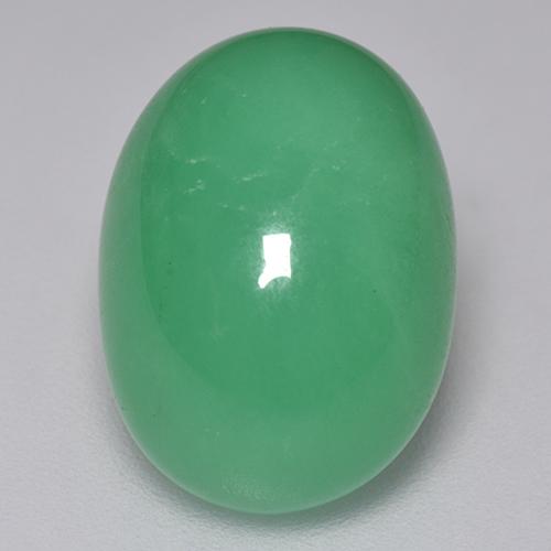 Bright Green Chrysoprase Gem - 9.5ct Oval Cabochon (ID: 515472)