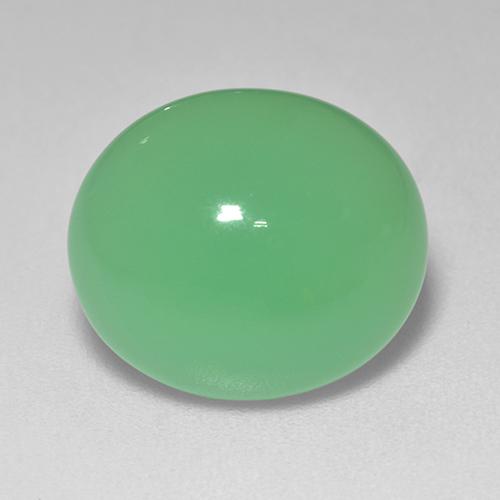 Pale Yellowish Green Chrysoprase Gem - 8.7ct Oval Cabochon (ID: 515538)
