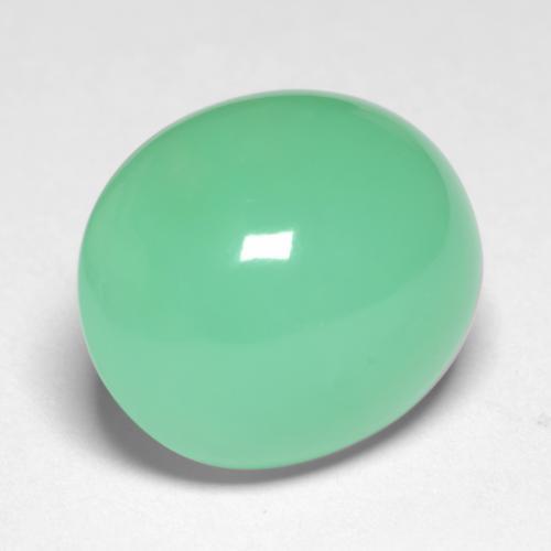 Light Mint Green Chrysoprase Gem - 7.7ct Oval Cabochon (ID: 546387)