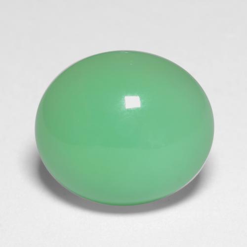 Verde amarillento pálido Crisoprasa Gema - 6.9ct Cabujón Óvalo (ID: 546520)