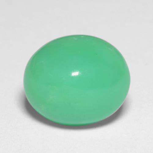 Verde medio Crisoprasa Gema - 6.9ct Cabujón Óvalo (ID: 546521)