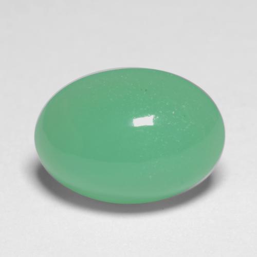 5.45 ct Green Chrysoprase Gemstone, Chrysoprase Gem in Oval Cabochon Shape for Sale.