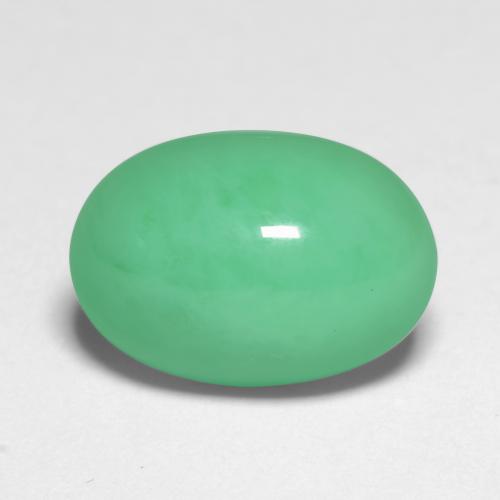 5.26 ct Green Chrysoprase Gemstone, Chrysoprase Gem in Oval Cabochon Shape for Sale.